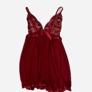 Victoria's Secret Deep Red Lace Chemise